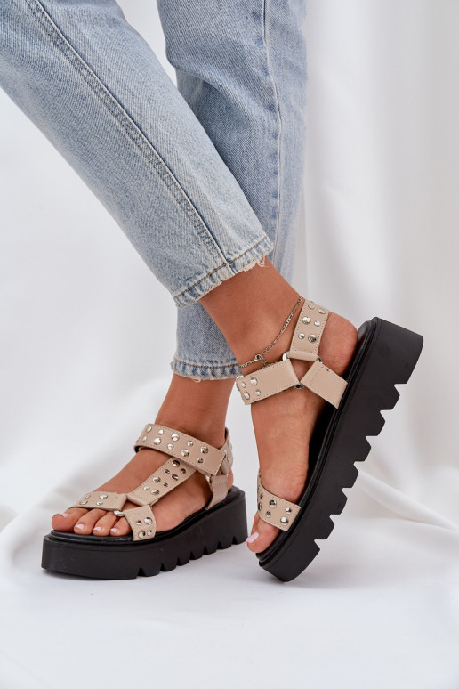 Dekoriert Sandalen mit einer Plattform Beige Tatellia Dekoriert Sandalen mit einer Plattform Beige Tatellia