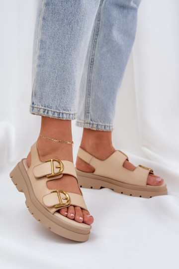 Eko Damensandalen mit Schnallen Beige Vulinea