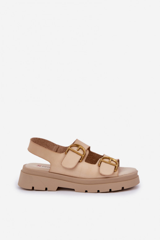 Eko Damensandalen mit Schnallen Beige Vulinea
