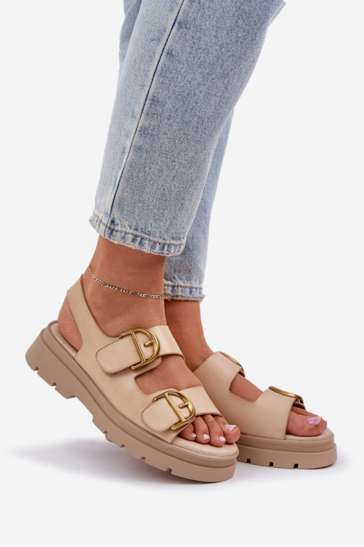 Eko Damensandalen mit Schnallen Beige Vulinea