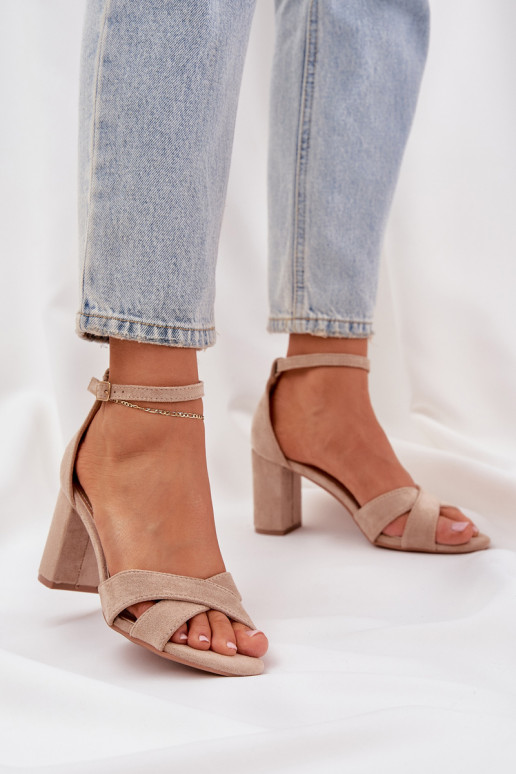 Sandalen Ermöglicht SłupkoZuym Obcasie Z aus Öko-INildlederu Beige Saniffia Sandalen Ermöglicht SłupkoZuym Obcasie Z aus Öko-INildlederu Beige Saniffia