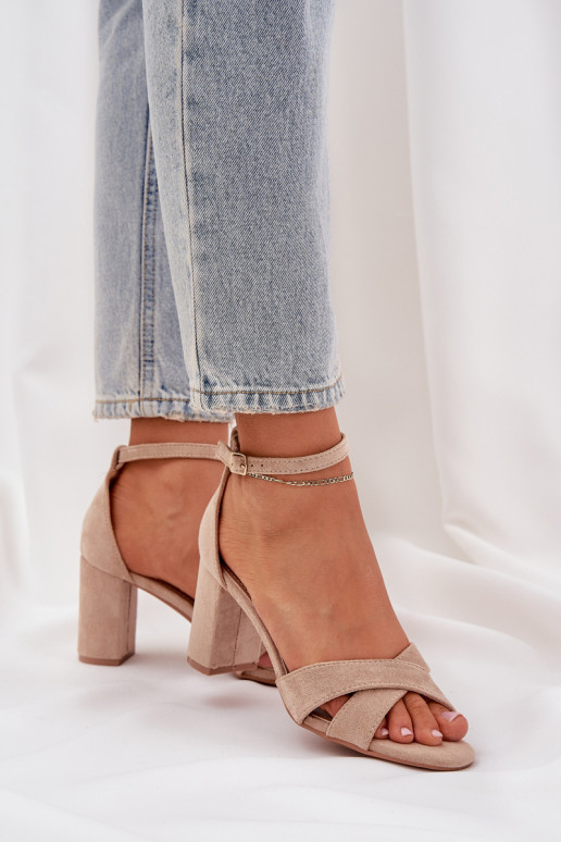 Sandalen Ermöglicht SłupkoZuym Obcasie Z aus Öko-INildlederu Beige Saniffia Sandalen Ermöglicht SłupkoZuym Obcasie Z aus Öko-INildlederu Beige Saniffia