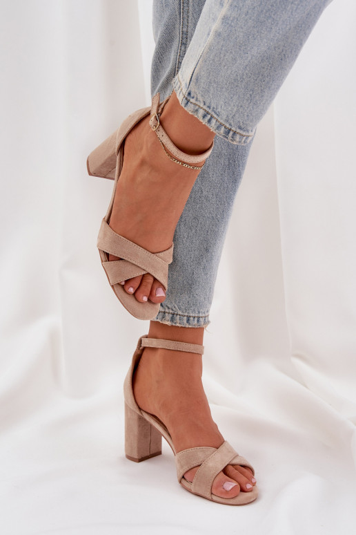 Sandalen Ermöglicht SłupkoZuym Obcasie Z aus Öko-INildlederu Beige Saniffia Sandalen Ermöglicht SłupkoZuym Obcasie Z aus Öko-INildlederu Beige Saniffia