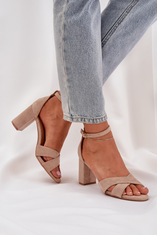 Sandalen Ermöglicht SłupkoZuym Obcasie Z aus Öko-INildlederu Beige Saniffia Sandalen Ermöglicht SłupkoZuym Obcasie Z aus Öko-INildlederu Beige Saniffia