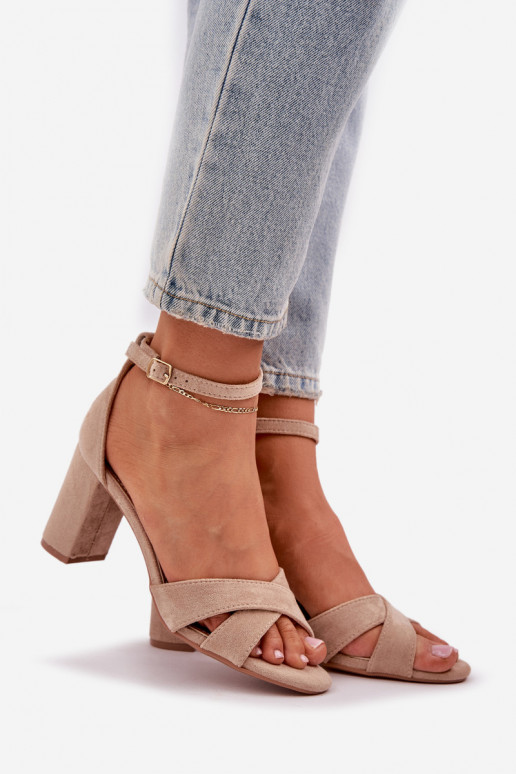 Sandalen Ermöglicht SłupkoZuym Obcasie Z aus Öko-INildlederu Beige Saniffia Sandalen Ermöglicht SłupkoZuym Obcasie Z aus Öko-INildlederu Beige Saniffia