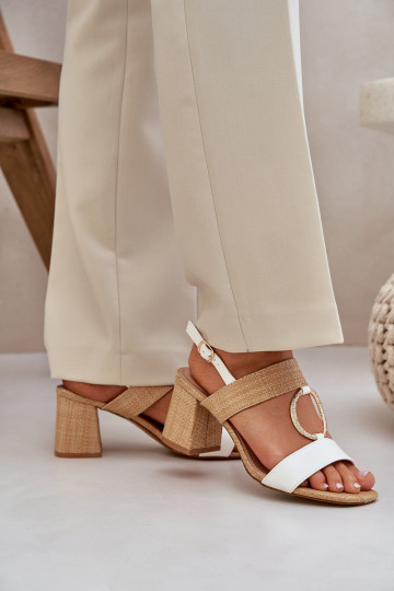 Sandalen Ermöglicht SłupkoZuym Obcasie INeiß-Beige Afleeria 2