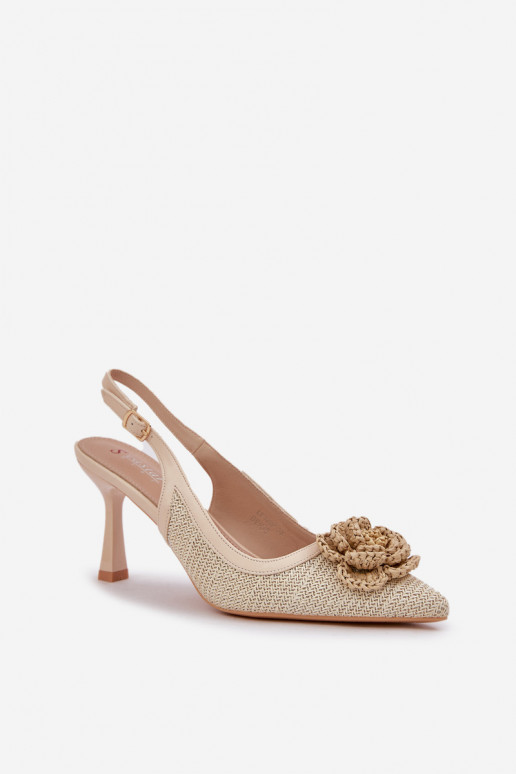 mit Schriften hochhackige Schuhe mit offener Ferse Beige Lanithra mit Schriften hochhackige Schuhe mit offener Ferse Beige Lanithra