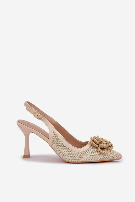 mit Schriften hochhackige Schuhe mit offener Ferse Beige Lanithra mit Schriften hochhackige Schuhe mit offener Ferse Beige Lanithra