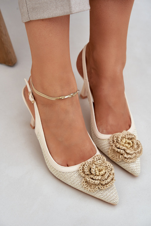mit Schriften hochhackige Schuhe mit offener Ferse Beige Lanithra mit Schriften hochhackige Schuhe mit offener Ferse Beige Lanithra