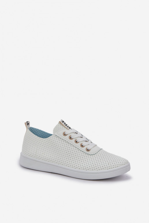 Durchbrochene Damen-Schnürsneaker elfenbeinfarbe Carinel