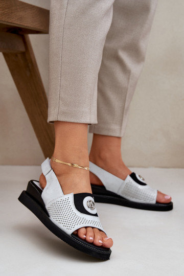 Damensandalen mit einer Plattform Silberfarbe Isnnoria 2