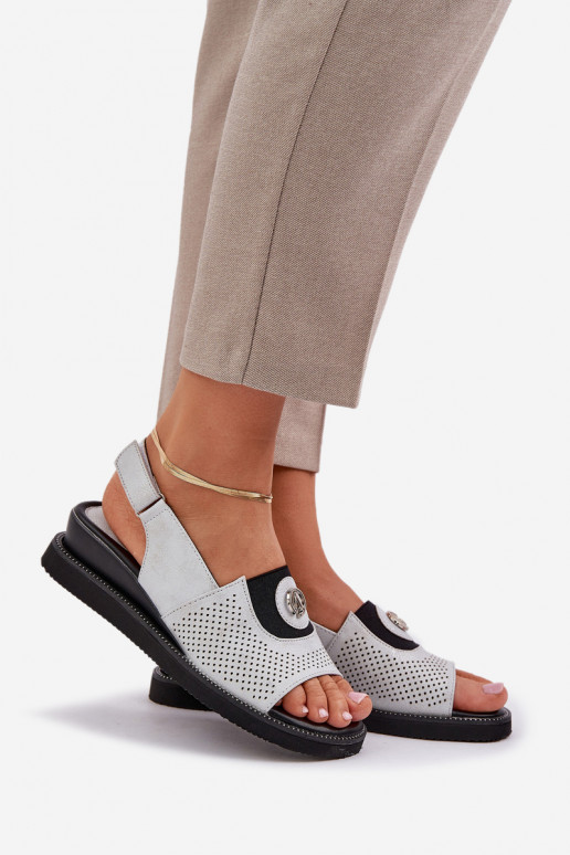 Damensandalen mit einer Plattform Silberfarbe Isnnoria Damensandalen mit einer Plattform Silberfarbe Isnnoria