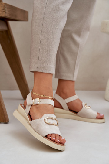 Damensandalen mit einer Plattform mit Ornamenten Beige Salianes 2