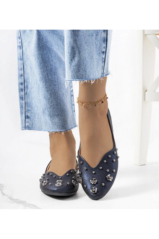 Marineblaue Ballerinas mit Cutout Silke