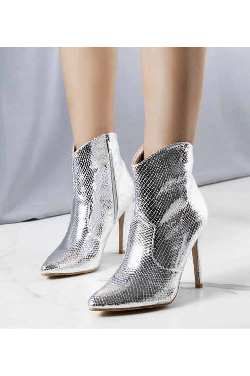 Silber glänzende Stiefeletten mit...