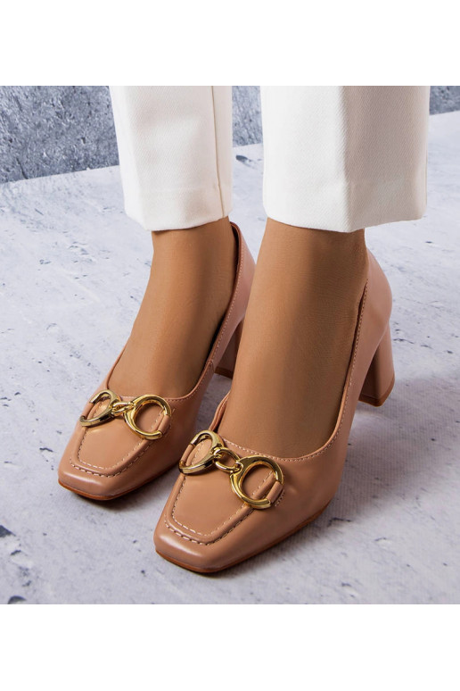 Neufville – Beige Pumps mit eckiger...