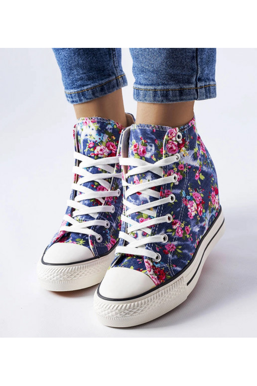 Marineblaue Sneakers mit Keilabsatz...