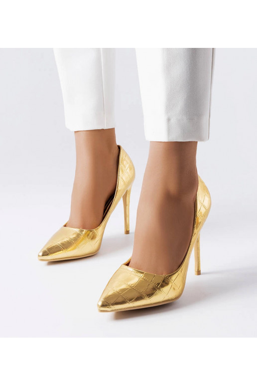 Goldene High Heels mit Raison-Prägung