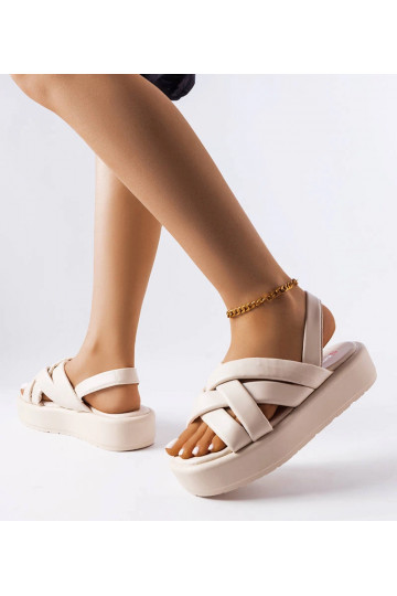 Beige Plateausandalen mit... 2