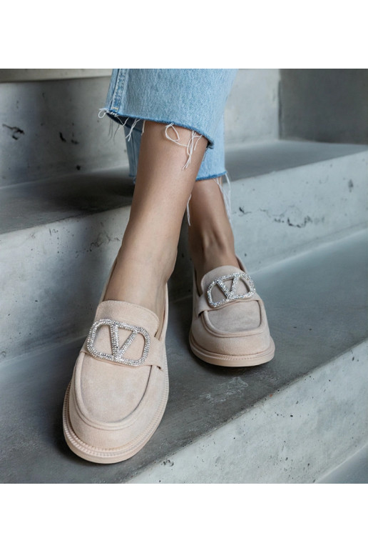 Beige Mokassins mit Strasssteinen... Beige Mokassins mit Strasssteinen...