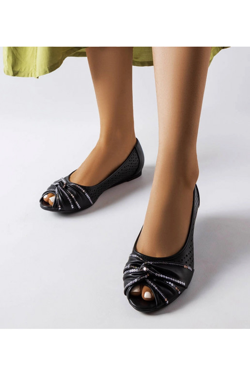 Schwarze durchbrochene Ballerinas mit...