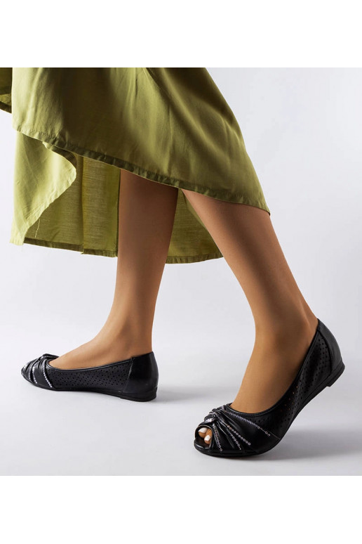 Schwarze durchbrochene Ballerinas mit...