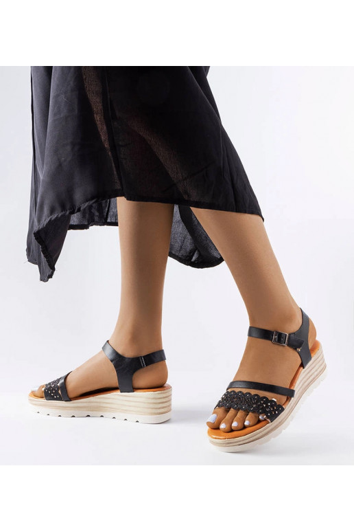 Schwarze Ferdinando-Keilsandalen