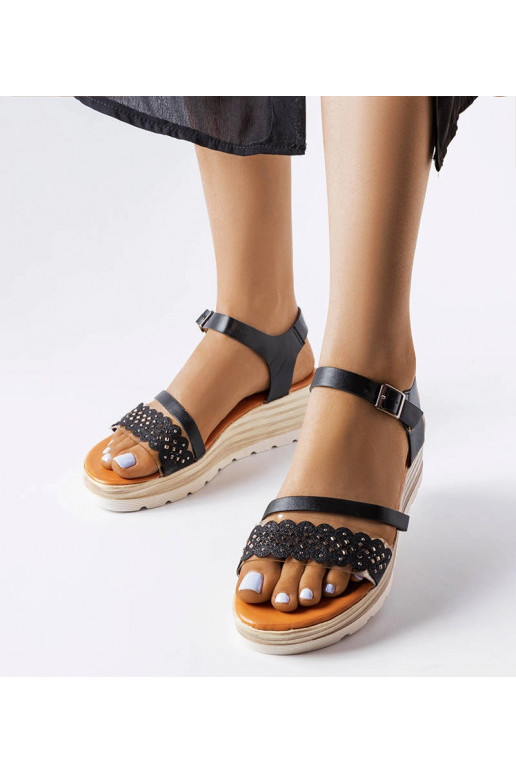 Schwarze Ferdinando-Keilsandalen