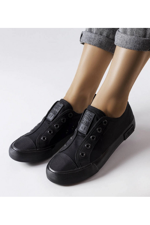 Schwarze Slip-On-Sneakers mit großem...
