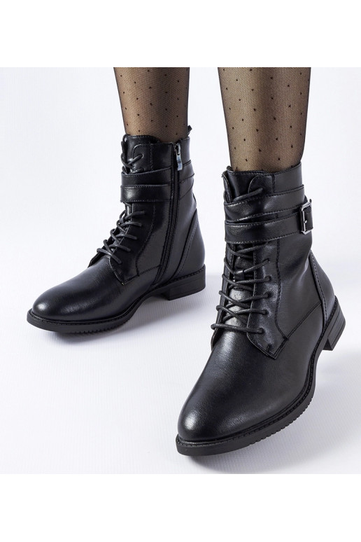 Schwarze klassische Pompi Stiefeletten