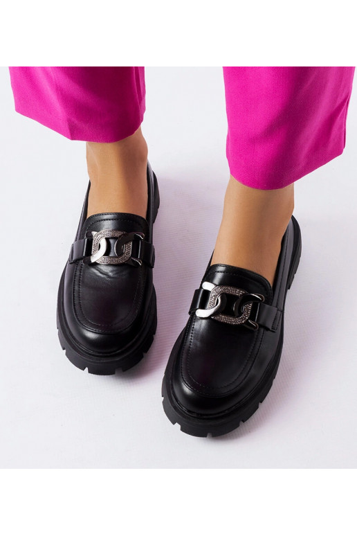 Schwarze elegante Loafer mit Zirkonen... Schwarze elegante Loafer mit Zirkonen...