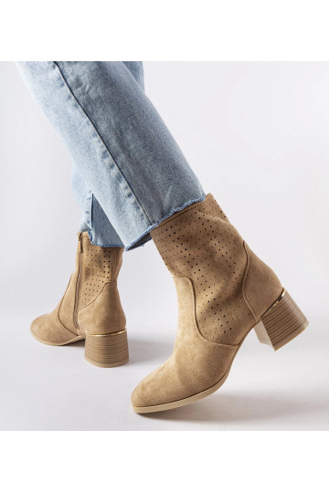 Beige Stiefeletten mit...