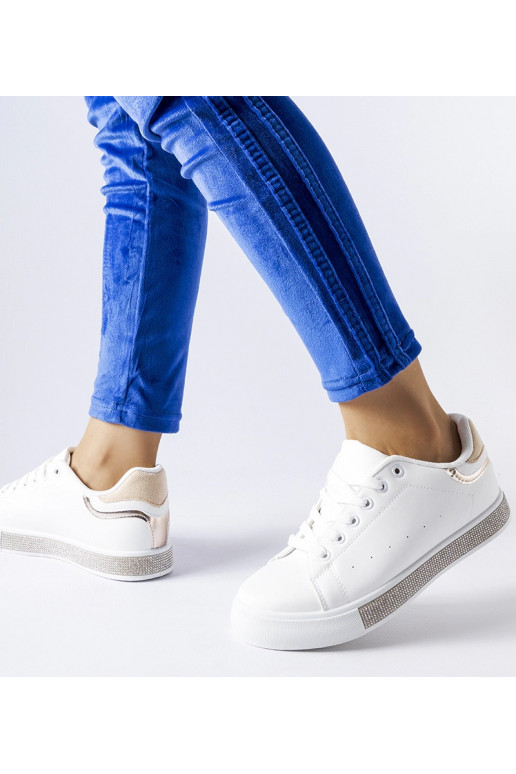 Weiße und beige Sneakers mit Zirkonen...