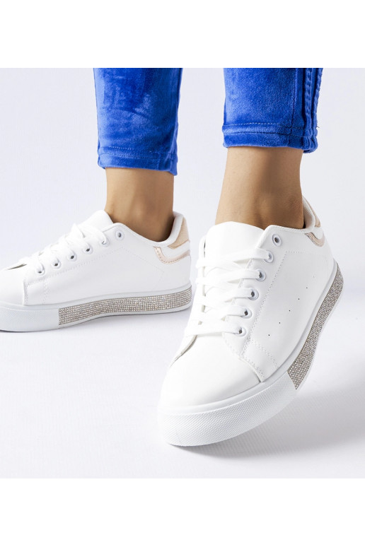 Weiße und beige Sneakers mit Zirkonen...