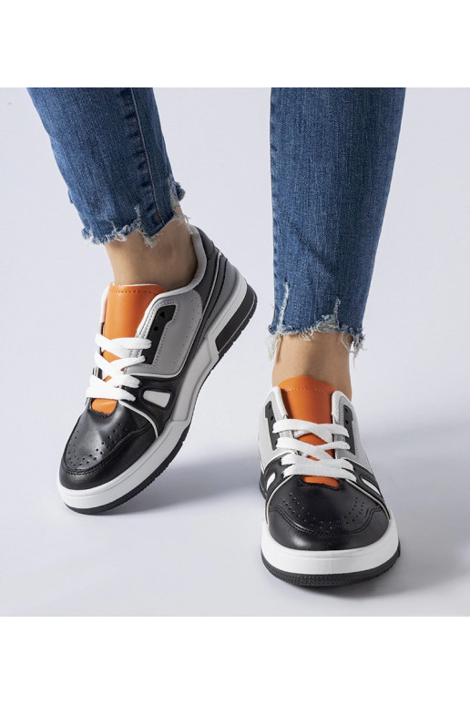 Schwarze Schuhe mit orangefarbener...