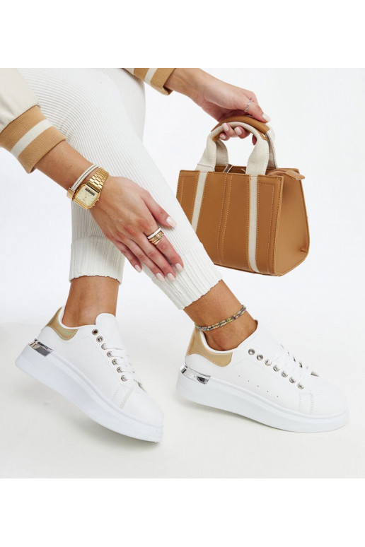 Weiße Sportschuhe mit goldenem...