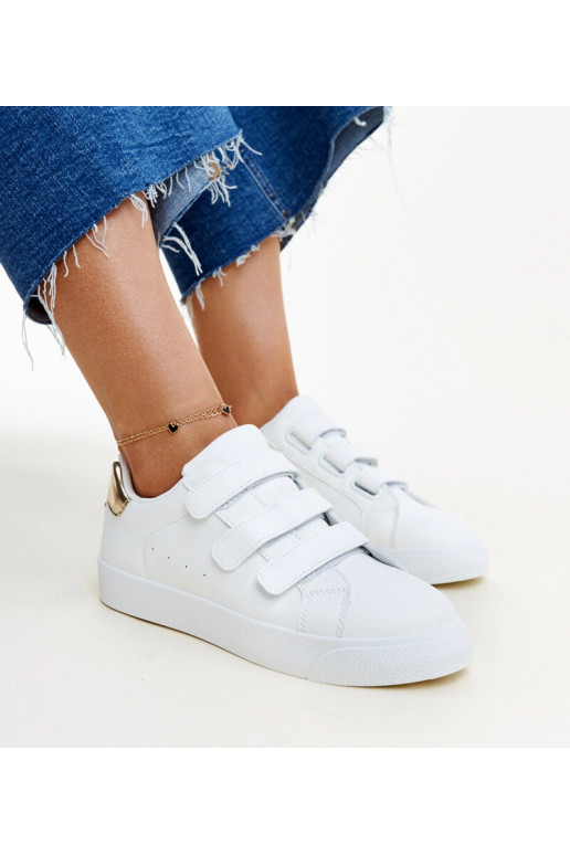 Weiße und goldene Samala-Klett-Sneakers