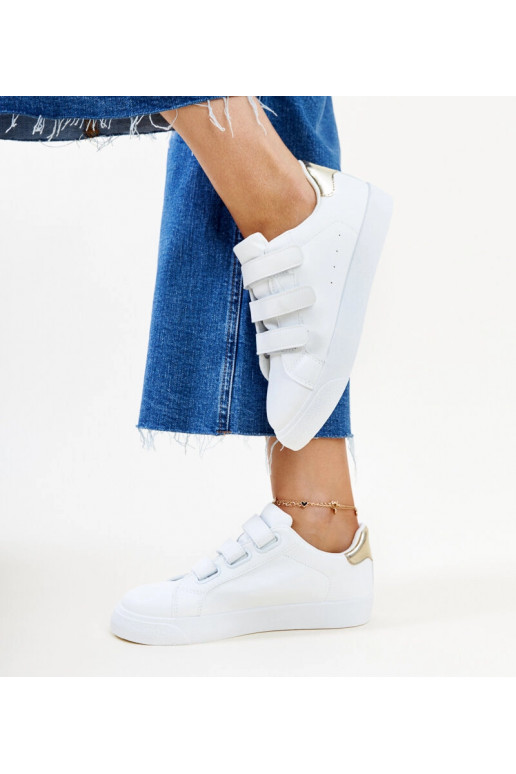 Weiße und goldene Samala-Klett-Sneakers