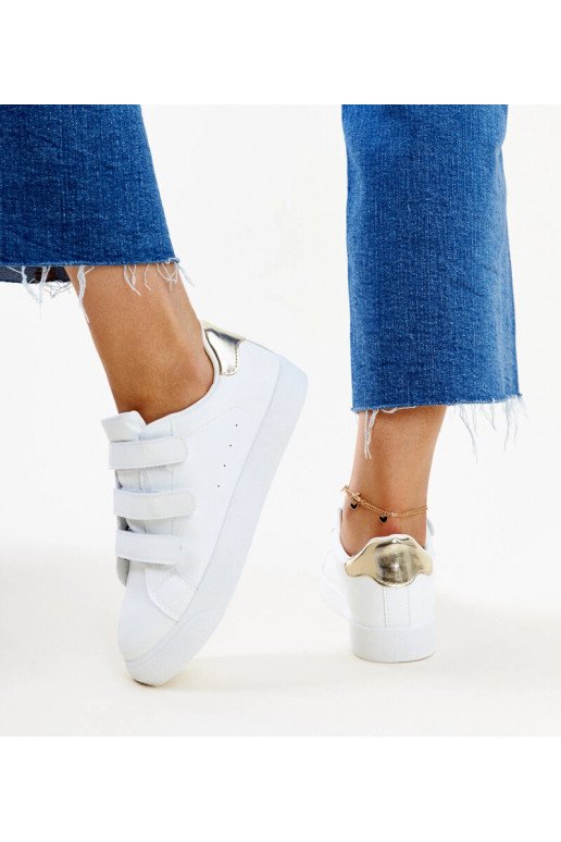 Weiße und goldene Samala-Klett-Sneakers