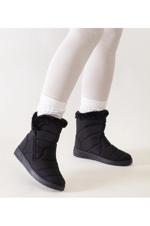 Schwarze Schneestiefel mit Fell...