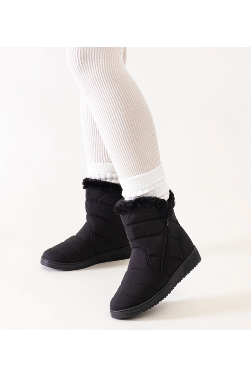 Schwarze Schneestiefel mit Fell...