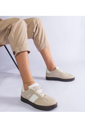 Beige Plateau-Sneaker mit...