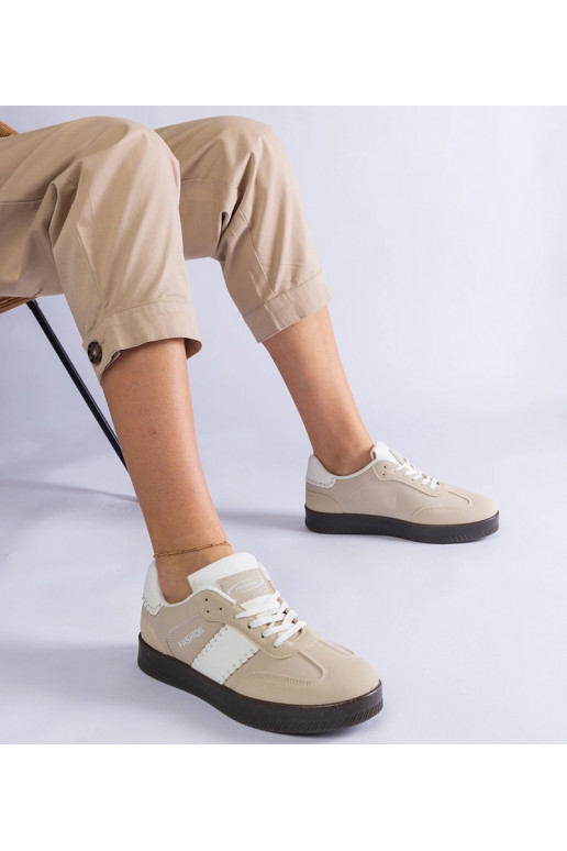 Beige Plateau-Sneaker mit Nähten Puente