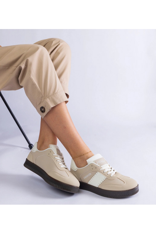 Beige Plateau-Sneaker mit Nähten Puente