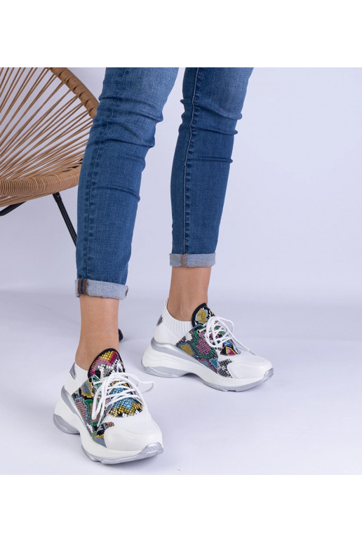 Weiße Damen Sport-Sneaker mit bunter...