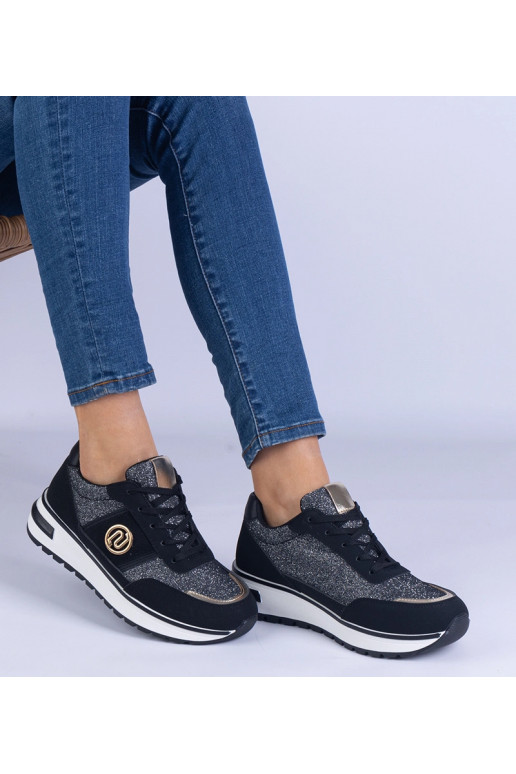 Schwarze glänzende Sneaker mit...