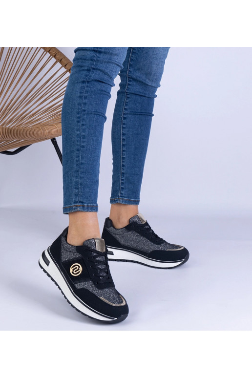 Schwarze glänzende Sneaker mit...