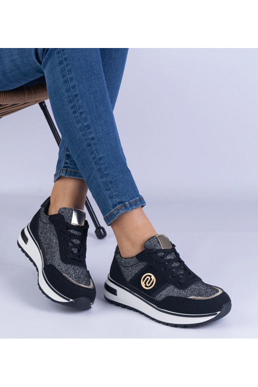 Schwarze glänzende Sneaker mit...
