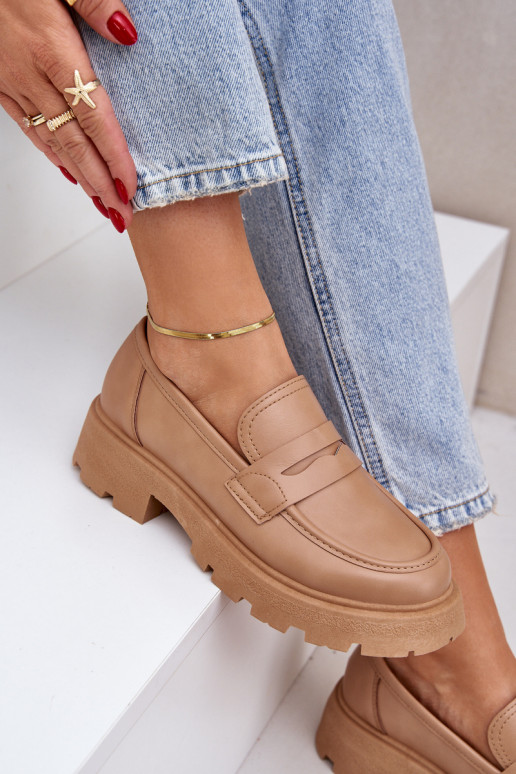 Mokassins für Damen aus Öko-Leder Beige Sendall