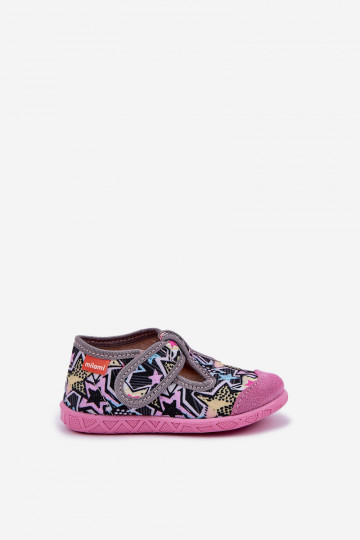 Milami Kinder-Slipper mit Klettverschluss grau-rosa Farbe Jasimrra 2